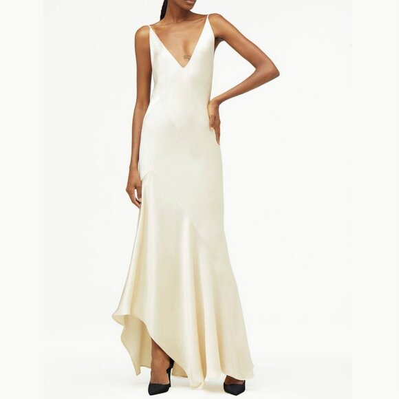 ZARA x Narciso Rodriguez Minimalist 90s Cream White Silk Satin Slip Dress - Picture 2 of 14